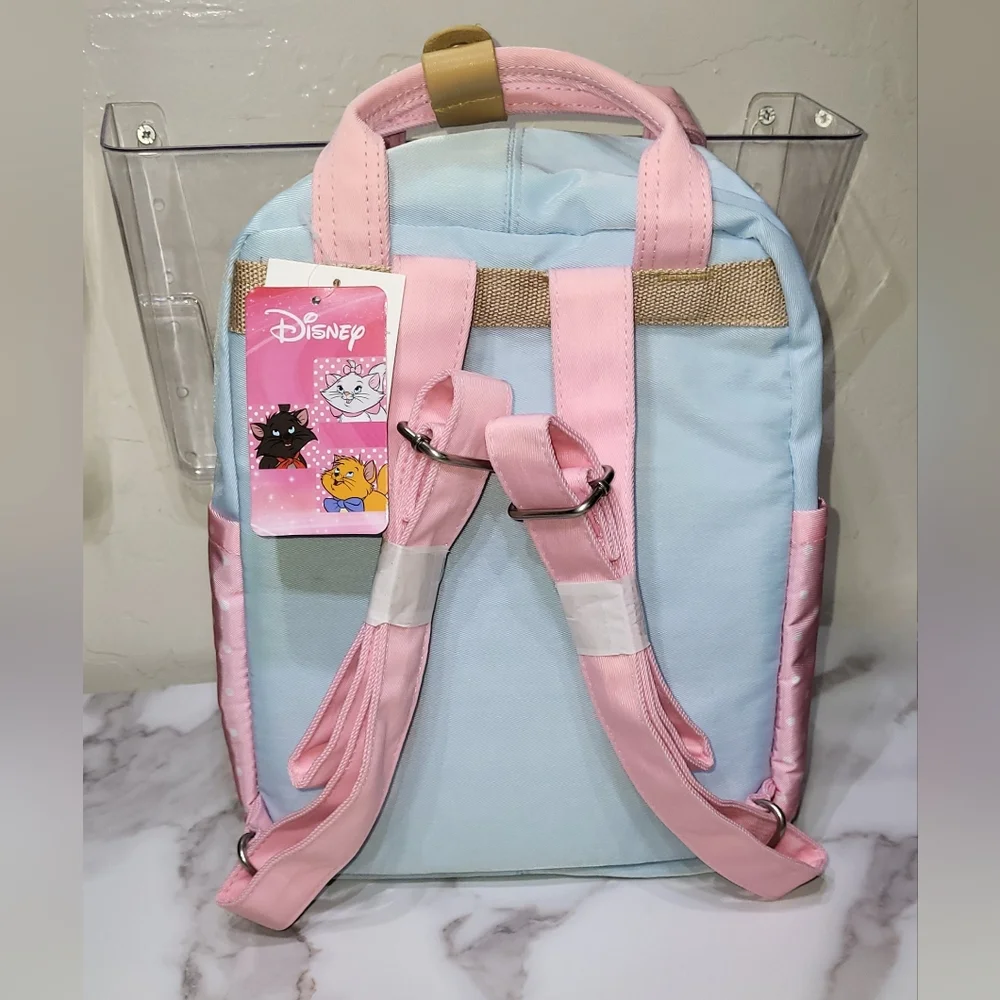 Disney Aristocats NWT Marie Pink/Blue Deluxe Nylon 12in Mini Backpack - Picture 7 of 7